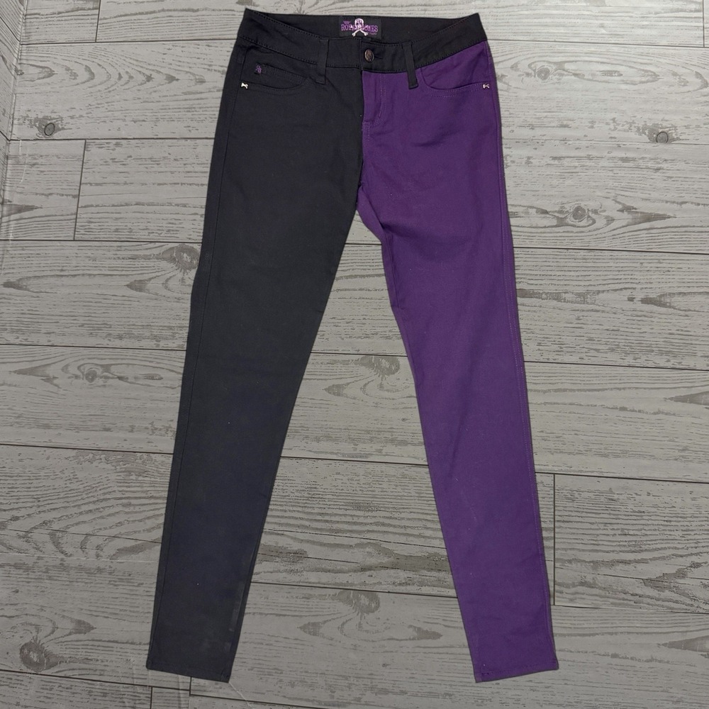 Hot‎ Topic Royal Bones Daang Goodman Split Color Jean Purple Black Size 3